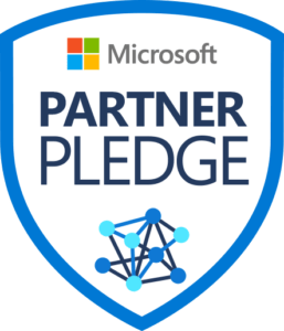 Accreditation shield badge to demonstrate Quorum Cyber's commitment to the Microsoft Partner Pledge