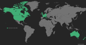 Black Basta ransomware targets map.
