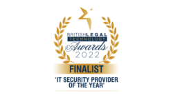 A British Legal Tech Awards 2022 finalist certification for 'IT security provider of the year'